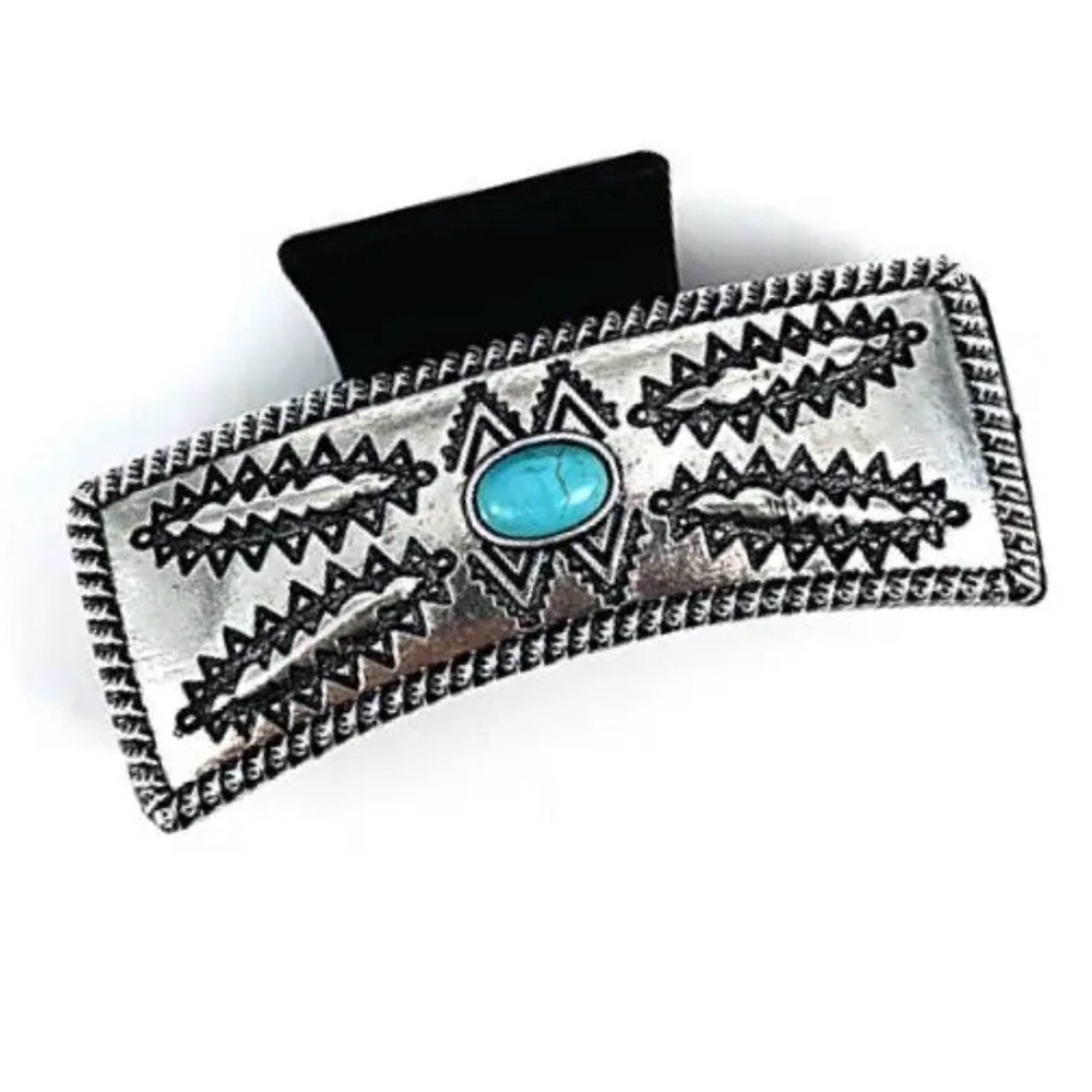 Turquoise and Silver Hair Clip